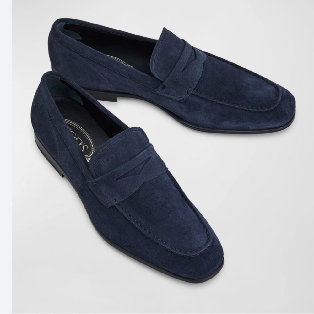 Tod’s Men's Mocassino Gomma Leggera Suede Penny Loafers 10